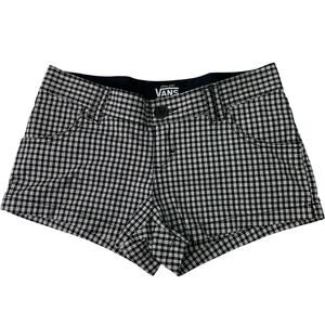 Vans off the Wall Womens Size 1 Black White Checkered 2.5" Flat Front Shorts